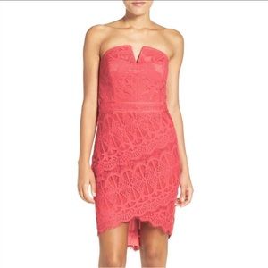 Adelyn Rae XS hot pink strapless lace dress